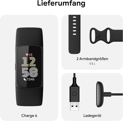 Google Fitbit Charge 6 Aktivitätstracker 7 Tage Akkulaufzeit Wallet + Maps