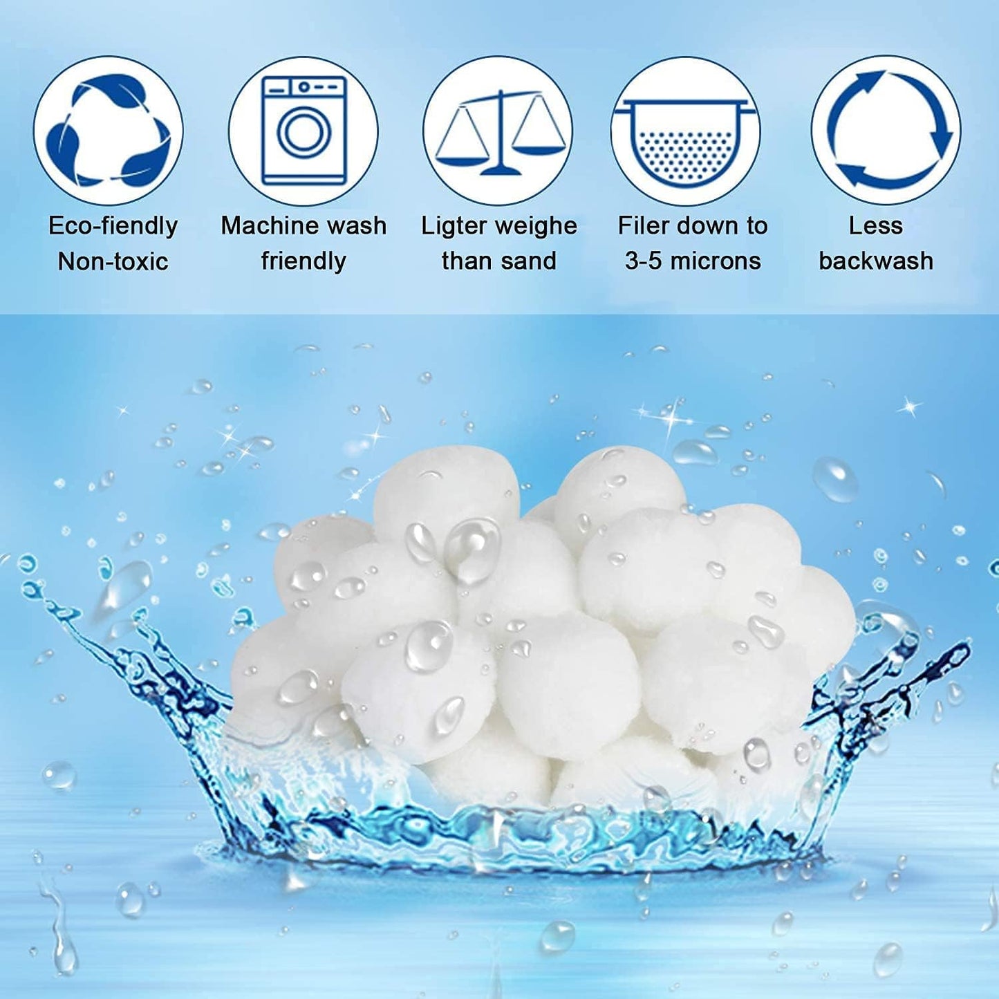 700 g Filterbälle für Sandfilteranlagen, können 25 kg Filtersand ersetzen, geeignet für Poolfilter, Poolfiltersysteme, Poolreinigungszubehör