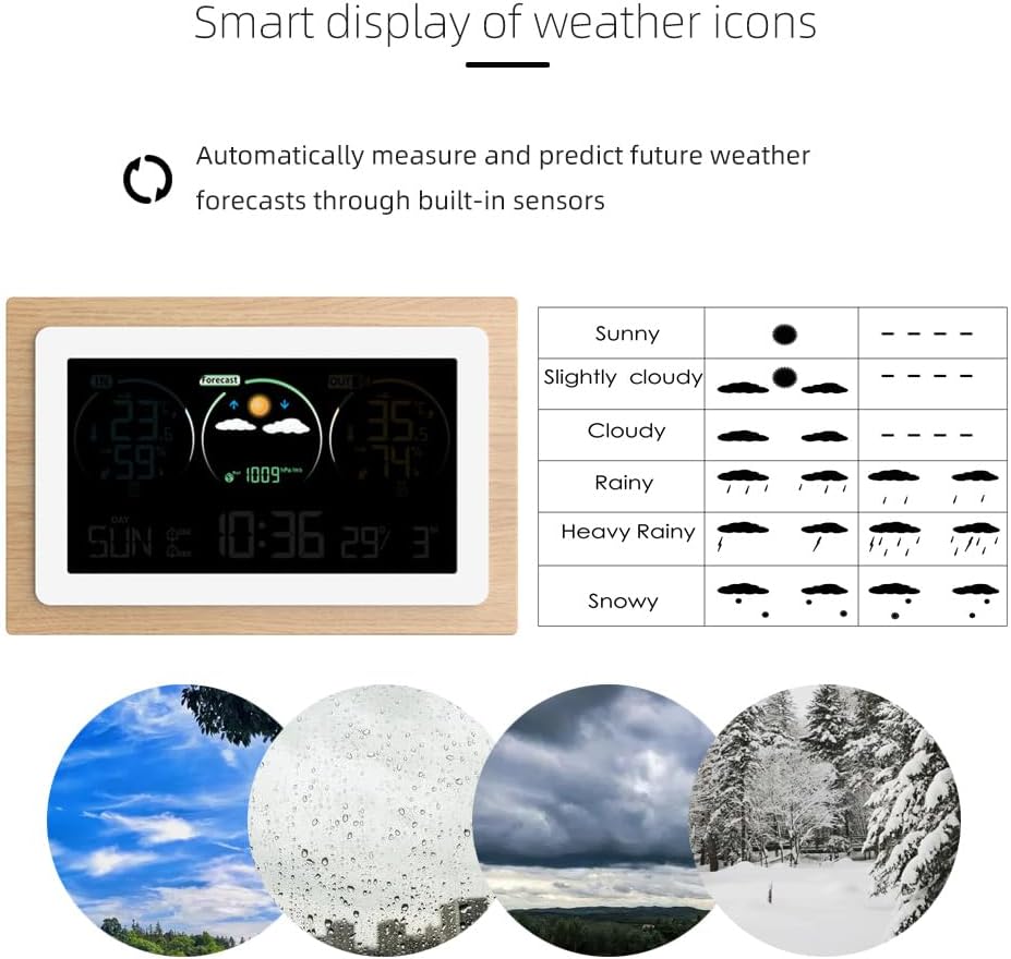 FJ3399C Intelligente Wetterstation mit Uhr Innen- und Außentemperatur,Luftfeuchtigkeitsmesser