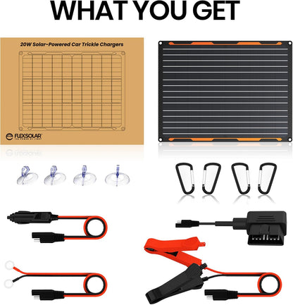 Flexsolar Solar Autobatterie Ladegerät 12V 20W Solarmodul IP67 wasserdichtes Solarpanel