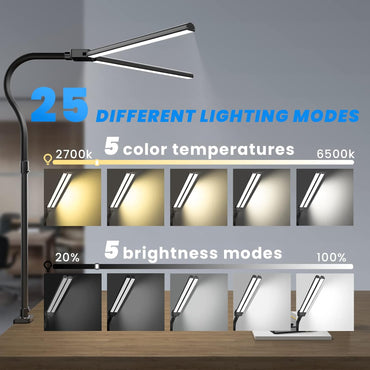 FOMYHEARD Doppelkopf Schreibtischlampe LED Dimmbar, 24W 80CM