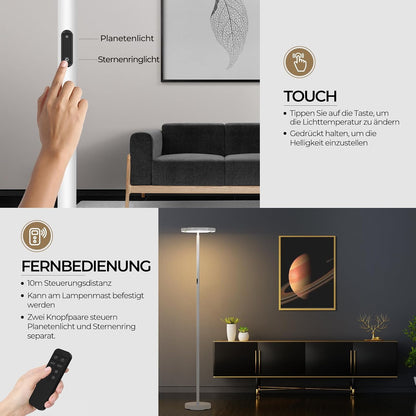 FIMEI Stehlampe, Stufenlos dimmbar & 3000K - 6000K Fernbedienung/Touch Unabhängige Steuerung,