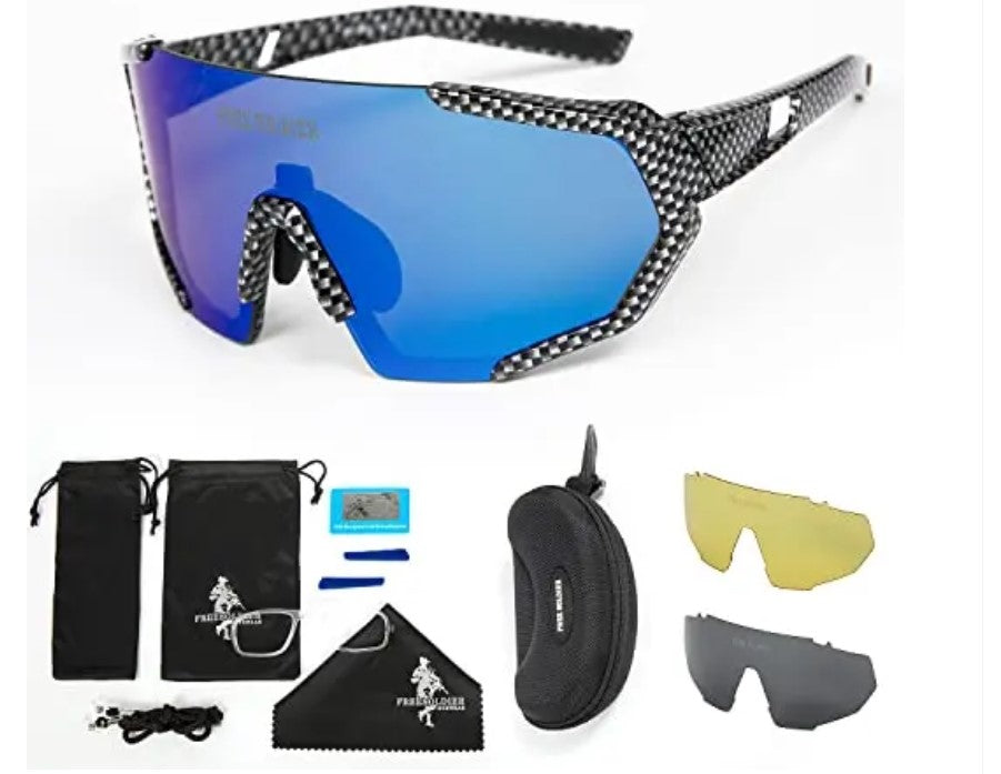 FREE SOLDIER Sportbrille Polaroid Sonnenbrille Herren Fahrradbrille 5 in 1 Taktische