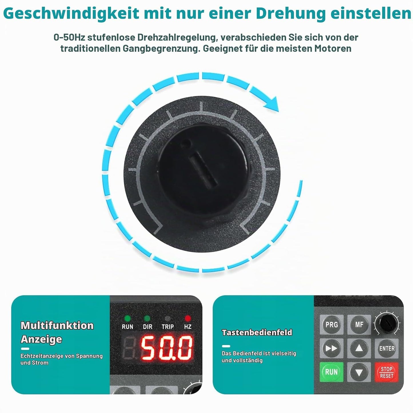 Frequenzumrichter 230V 400V 1-phasig 220V-Eingang 3-phasen 400V-Ausgang | 2.2KW