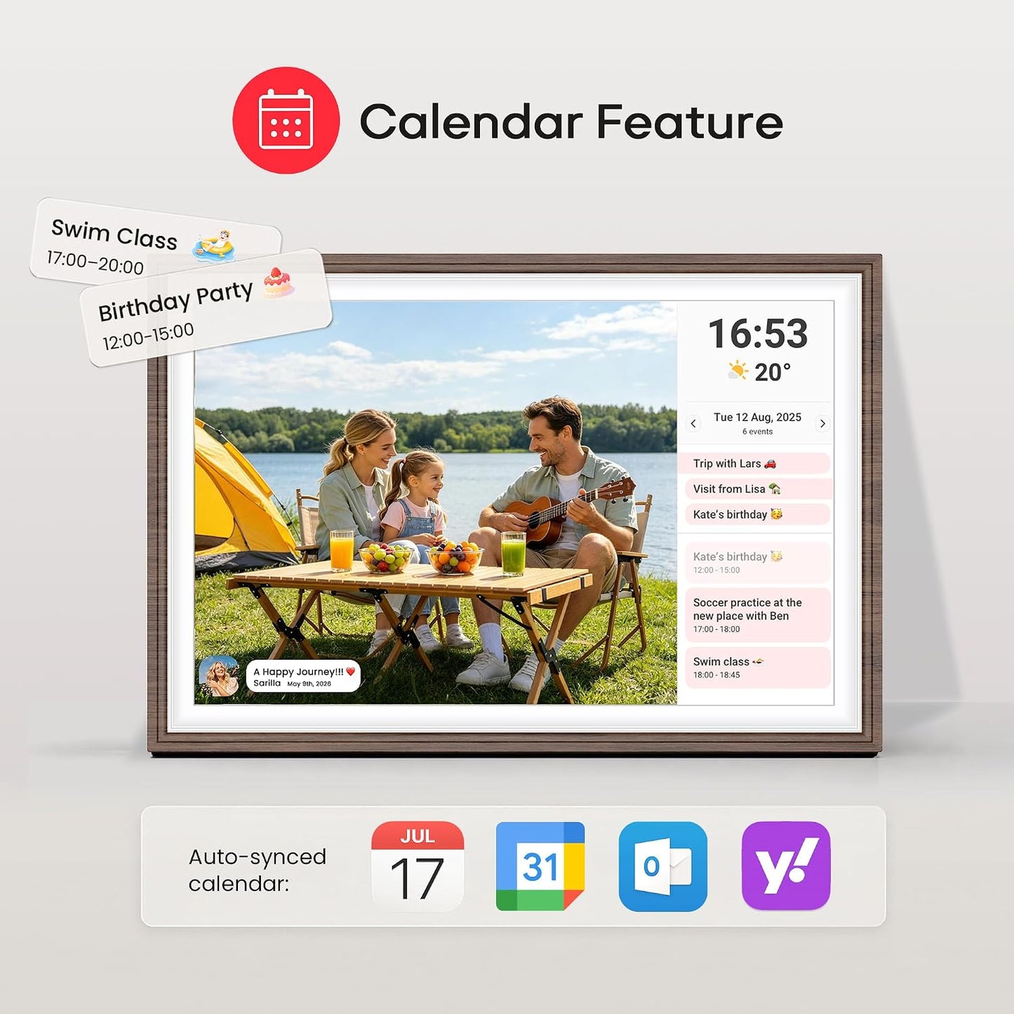 Frameo 10,1 Zoll Holz WiFi Digitaler Bilderrahmen mit 32 GB Speicher, Braun