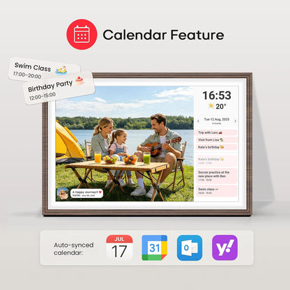 Frameo 10,1 Zoll Holz WiFi Digitaler Bilderrahmen mit 32 GB Speicher, Braun