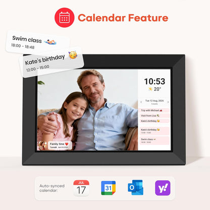 Frameo 10.1 Zoll Digitaler Bilderrahmen 2K 64GB WiFi Elektronischer Bilderrahmen FHD 1920x1200 IPS Touchscreen Klassiker schwarz