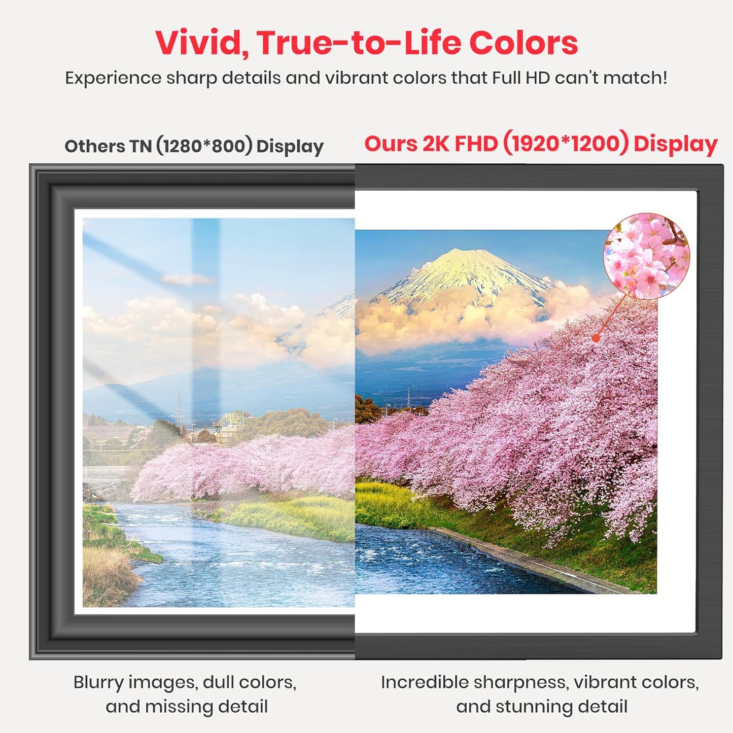 Frameo 10.1 Zoll Digitaler Bilderrahmen 2K 64GB WiFi Elektronischer Bilderrahmen FHD 1920x1200 IPS Touchscreen schwarz