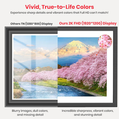 Frameo 10.1 Zoll Digitaler Bilderrahmen 2K 64GB WiFi Elektronischer Bilderrahmen FHD 1920x1200 IPS Touchscreen schwarz
