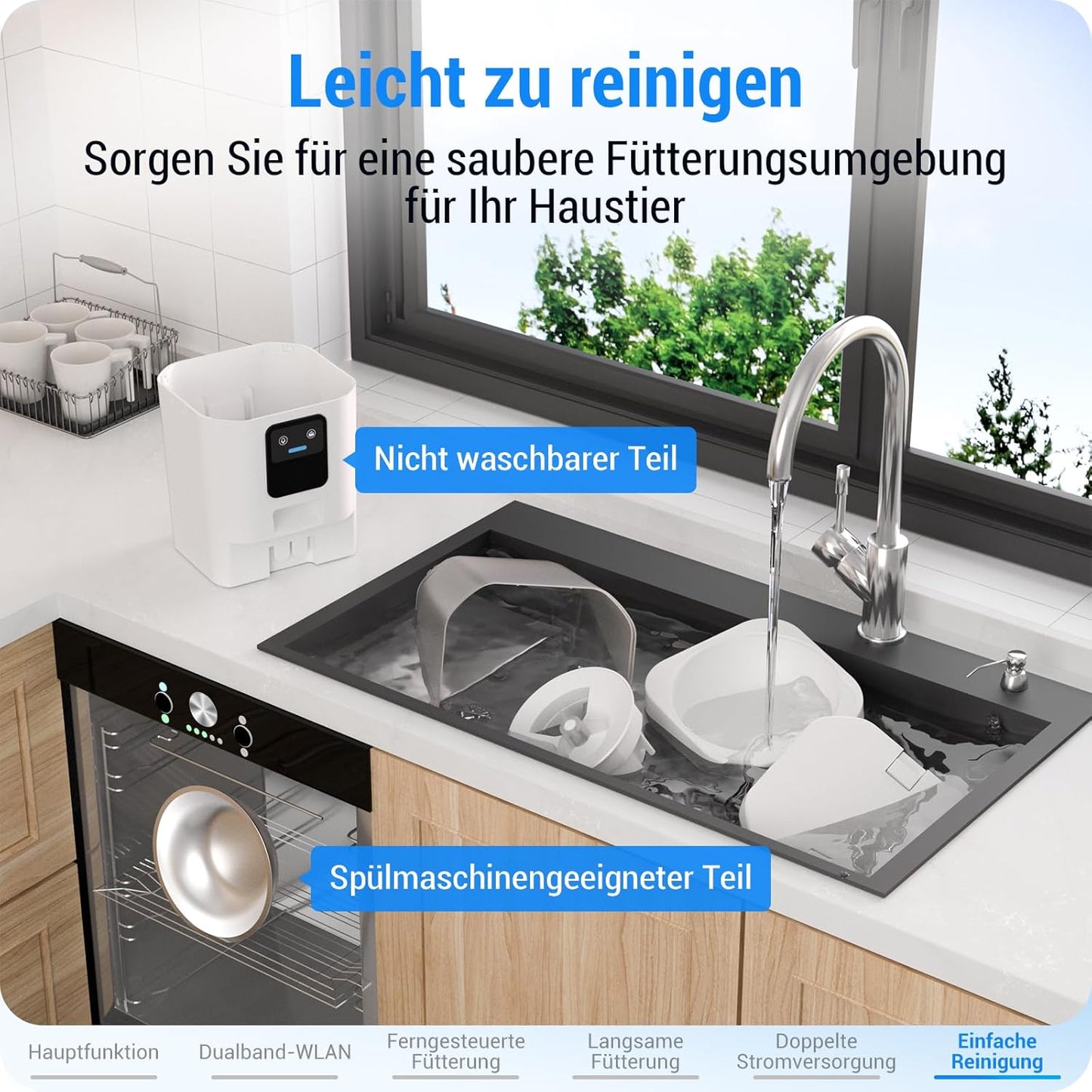Frienhund 5G WiFi Futterautomat Katze mit APP 7L Futterspender mit Langsamer Vorschub, WLAN Weiß
