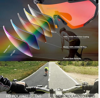 FREE SOLDIER Sportbrille Polaroid Sonnenbrille Herren Fahrradbrille 5 in 1 Taktische