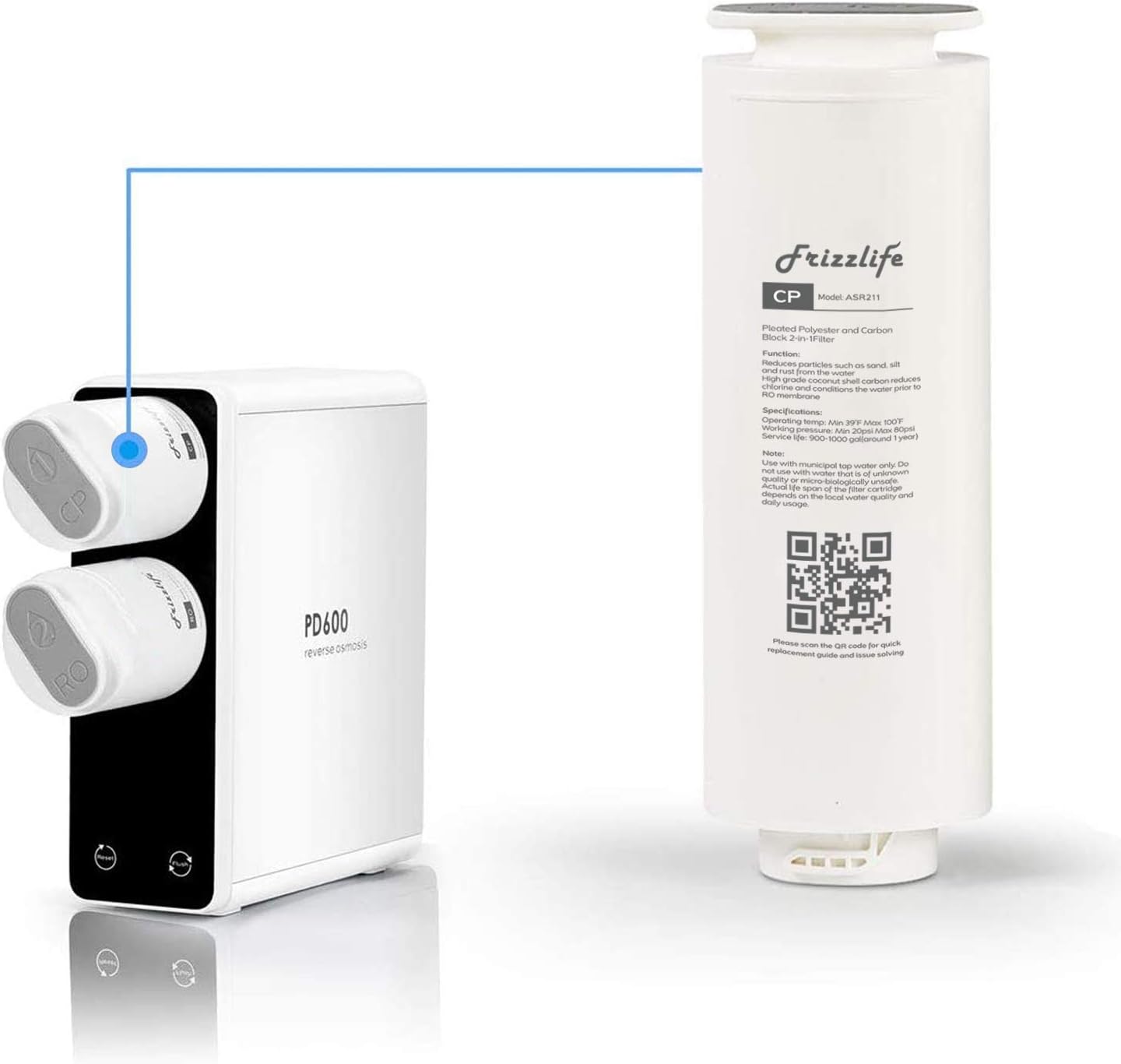 Frizzlife ASR211 Filterkartusche für PD600 Umkehrosmose-Filtersystem