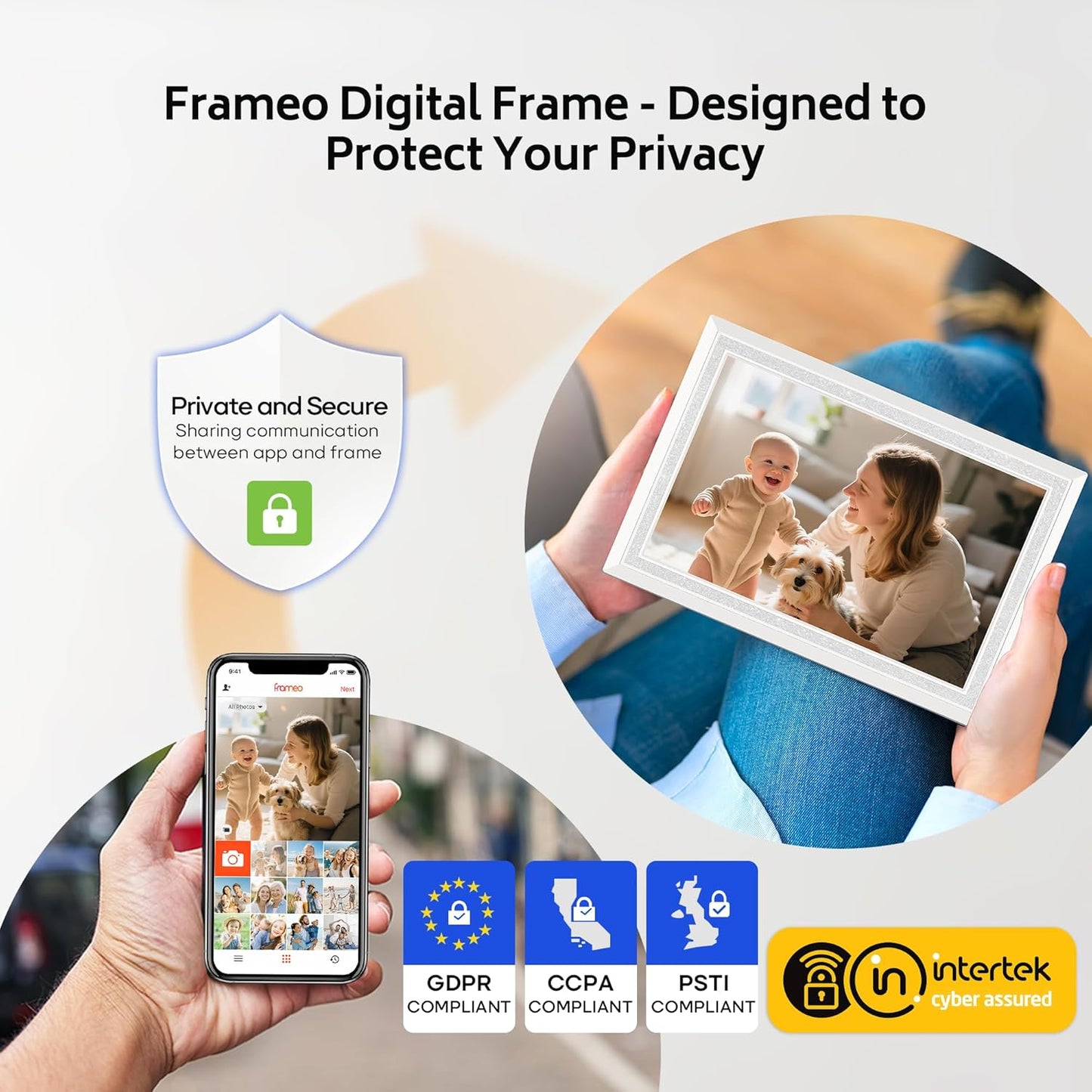Frameo 10,1 Zoll WiFi Digitaler Bilderrahmen mit 32 GB Speicher, 1280 x 800 IPS Weiß