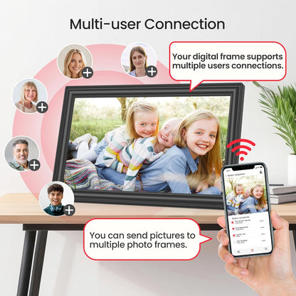 Frameo 15,6 Zoll großer digitaler WLAN-Bilderrahmen, 64 GB Speicher, Schwarz