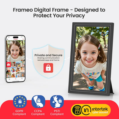 Frameo 15,6 Zoll großer digitaler WLAN-Bilderrahmen, 64 GB Speicher, Schwarz