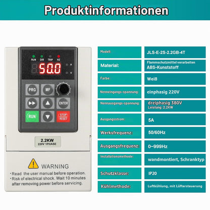 Frequenzumrichter 230V 400V 1-phasig 220V-Eingang 3-phasen 400V-Ausgang | 2.2KW