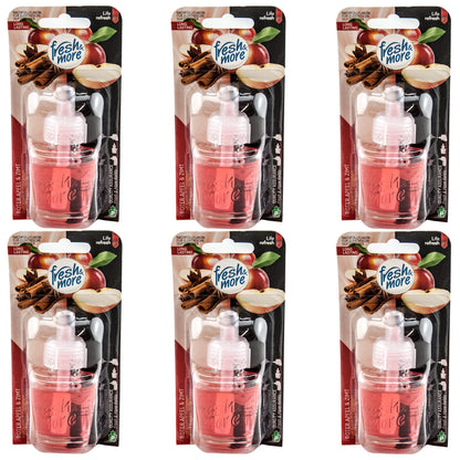 6x Fresh & More Nachfüllflakons 19 ml Roter Apfel & Zimt E-Duftstecker