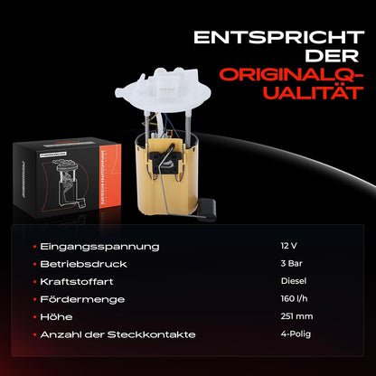 Frankberg Kraftstoffpumpe Dieselpumpe Kraftstoff-Fördereinheit Modul Satz ohne Drucksensor