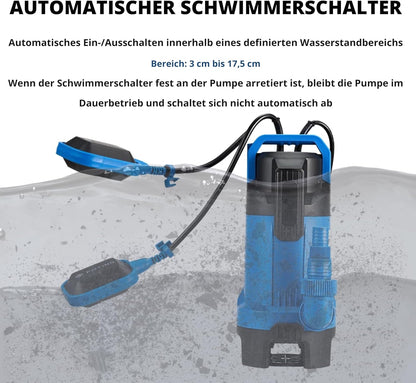 FOTING Schmutzwassertauchpumpe 550 W, 16.000 l/h, Förderhöhe bis 8 m