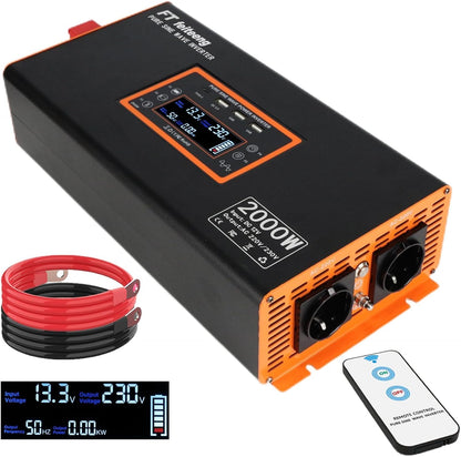 FT feiteeng 2000W/4000W Wechselrichter 12V auf 230V Reiner Sinus,30W USB-C
