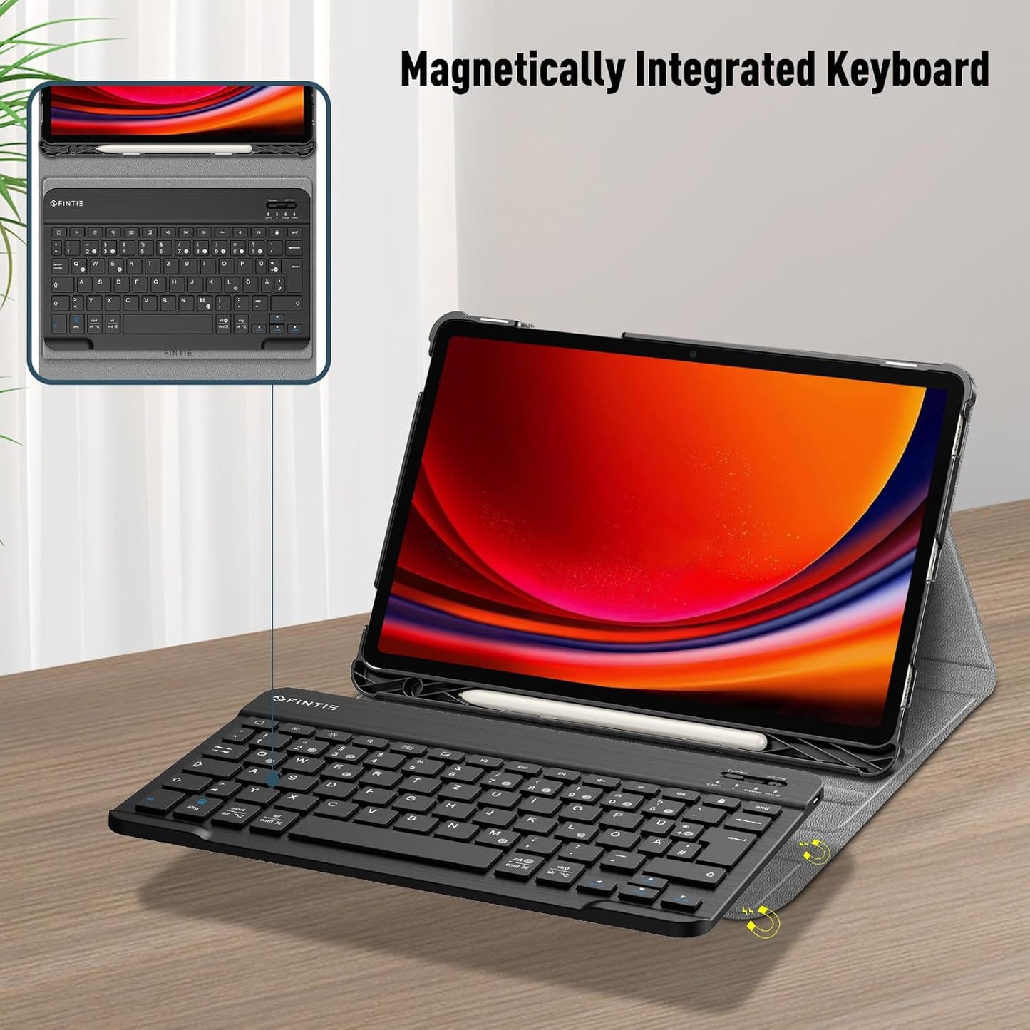 FINTIE Tastatur Hülle für Samsung Galaxy Tab S9 11 Zoll Deutscher  Tastatur, Schwarz