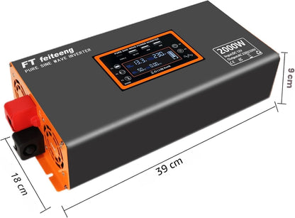 FT feiteeng 2000W/4000W Wechselrichter 12V auf 230V Reiner Sinus,30W USB-C