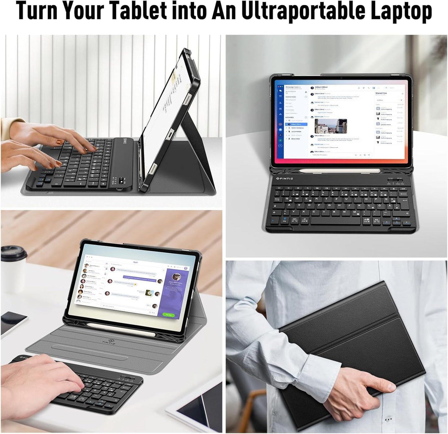 FINTIE Tastatur Hülle für Samsung Galaxy Tab S9 11 Zoll Deutscher  Tastatur, Schwarz