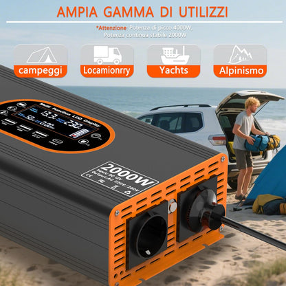 FT Feiteeng Wechselrichter 2000W 12V auf 230V Reine Sinuswelle Spannungswandler LCD Display