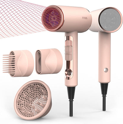 FUNTIN Haartrockner 2200W Föhn mit einem 5 zoll diffusor rosa