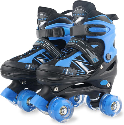 FYHART Kinder-Rollschuhe für Kinder,  Inline-Skates, Medium, Blau, verstellbare Kinder-Rollschuhe mit Leuchtrollen