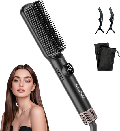 FLYZEEMA 2 in 1 Glättbürste  glättet Frizz und verleiht Glanz Ionen  7 Temp. Schwarz