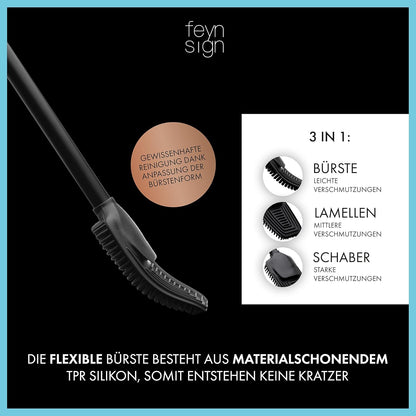 Feynsign Silikon-Toilettenbürste, 3-in-1 Premium-Silikon und Edelstahl,Schwarz