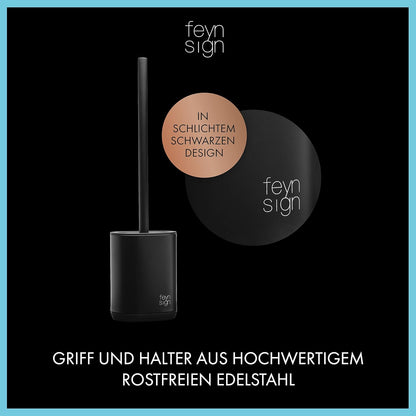 Feynsign Silikon-Toilettenbürste, 3-in-1 Premium-Silikon und Edelstahl,Schwarz