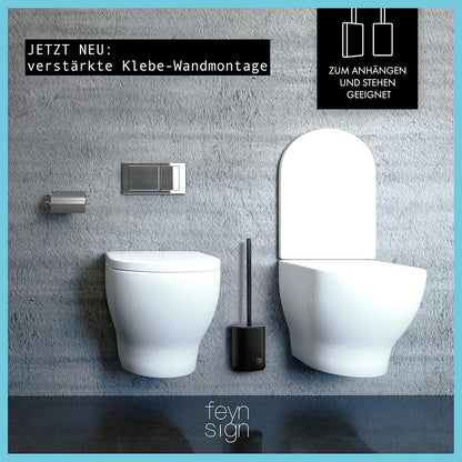 Feynsign Silikon-Toilettenbürste, 3-in-1 Premium-Silikon und Edelstahl,Schwarz