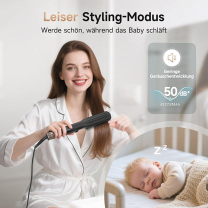 FLYZEEMA 2 in 1 Glättbürste  glättet Frizz und verleiht Glanz Ionen  7 Temp. Schwarz