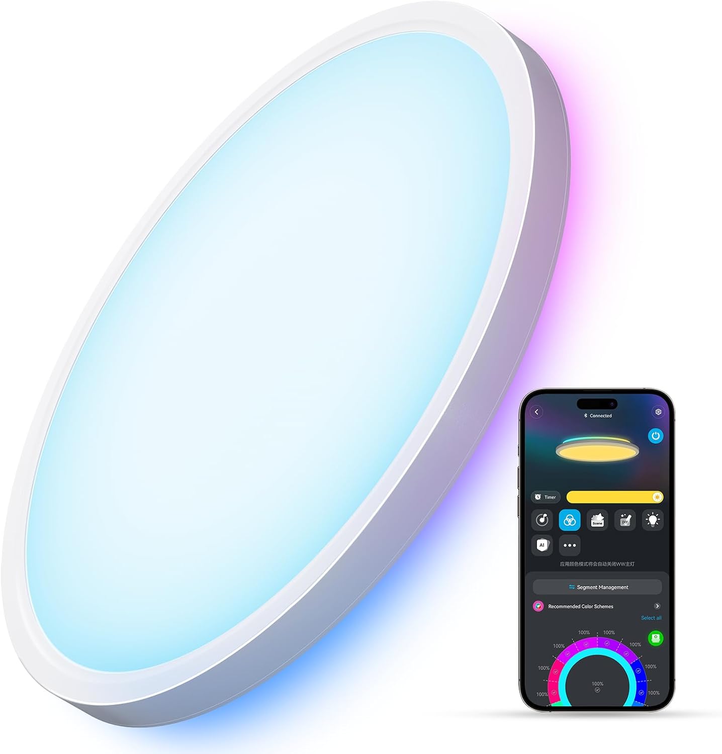 Govee Intelligente Deckenleuchte, RGBIC LED-Deckenleuchte, 2400 lm,16 Millionen DIY-Farben