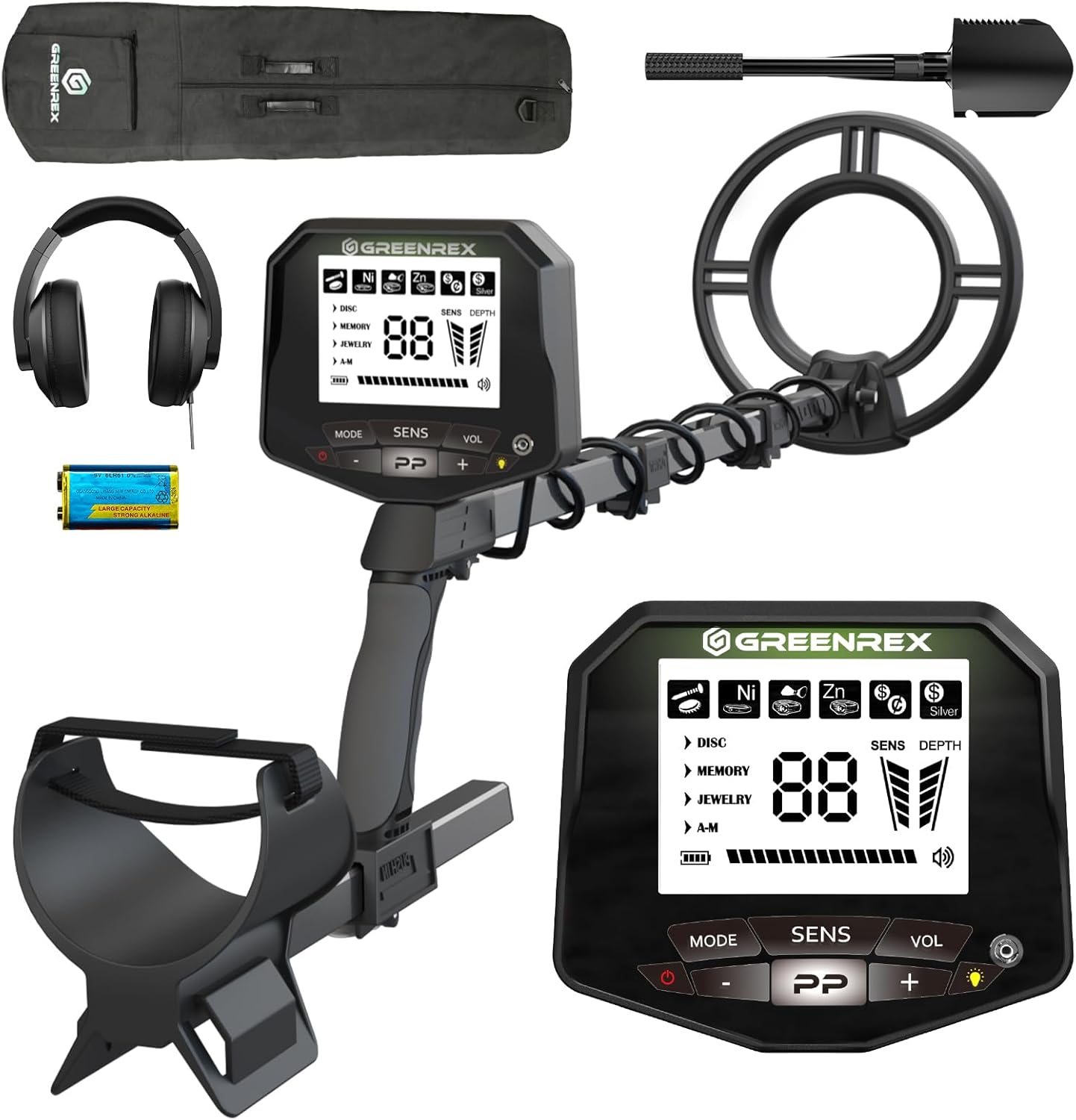 GreenRex Metalldetektor Profi 10-Zoll IP68 Wasserdichte  LCD-Display