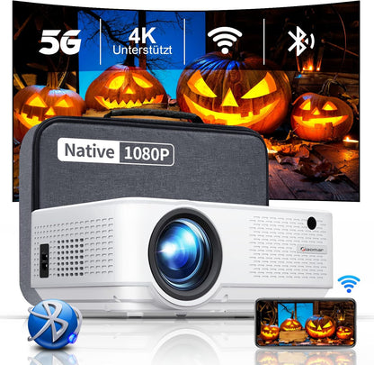 Giaomar Beamer, 5G  Full HD, 9500 Lumen Native 1080P  4K Heimkino