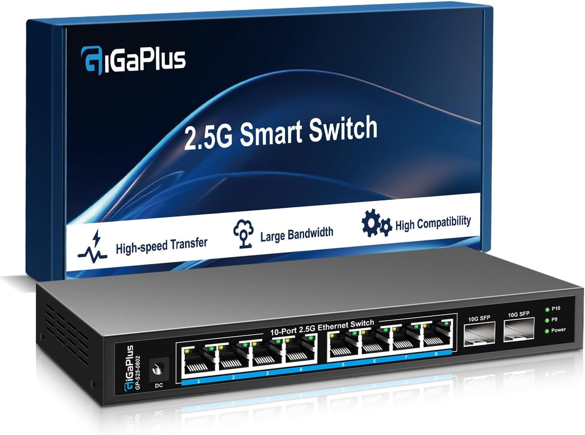 GigaPlus 10 Port 2.5Gb Unmanaged Ethernet Switch mit 8* 2.5G Base-T Ports