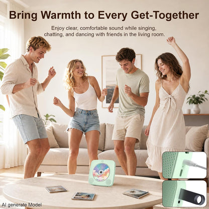 Gueray Tragbarer CD-Player mit Bluetooth-Wandmontage, 1804 mAh,Grün