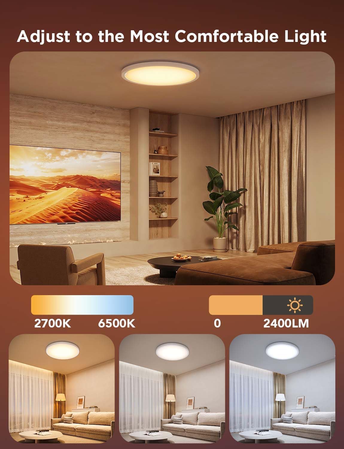 Govee Intelligente Deckenleuchte, RGBIC LED-Deckenleuchte, 2400 lm,16 Millionen DIY-Farben