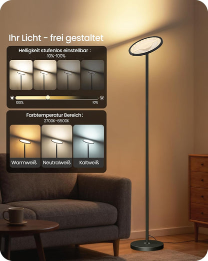 Goebleson RGB Stehlampe mit APP- und Sprachsteuerung, Komp. mit Alexa Dimmbare WLAN Standleuchte Schwarz