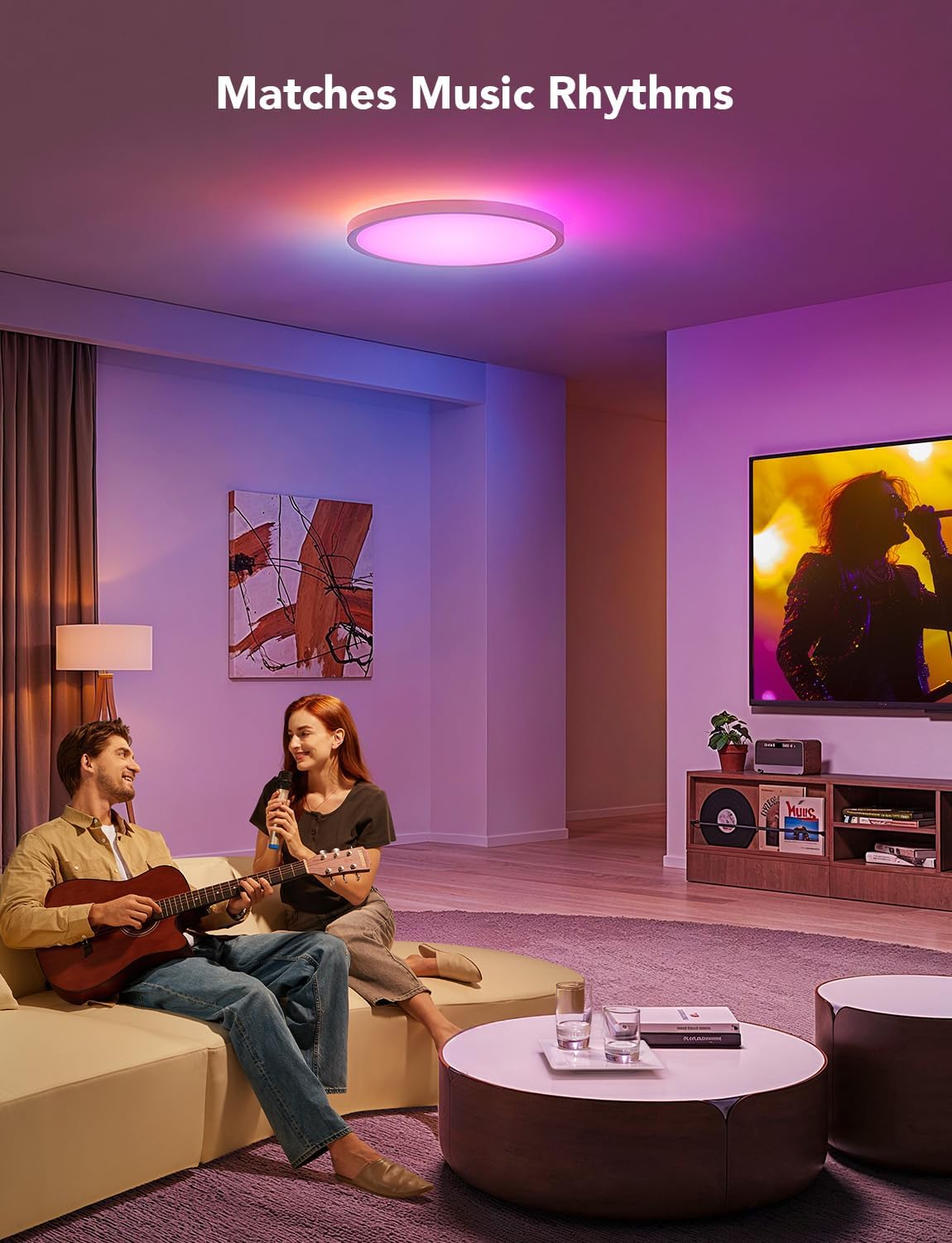 Govee Intelligente Deckenleuchte, RGBIC LED-Deckenleuchte, 2400 lm,16 Millionen DIY-Farben