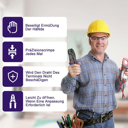 GUPTOMES Crimpzange, 36 Arten Kabelschuhe Set, Crimping Pliers, Crimpzangen-Aderendhülsen-Set with 290 Insulated Cable Lugs Tool Kit 0.5-6 mm² (AWG 20-10)