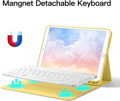 GUDOU Bluetooth Smart Stand für iPad (10,2 Zoll), abnehmbarer iPad-Ständer mit Stifthalter, automatischer Umschalt-/Wartemodus, Gelb