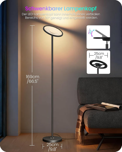 Goebleson RGB Stehlampe mit APP- und Sprachsteuerung, Komp. mit Alexa Dimmbare WLAN Standleuchte Schwarz