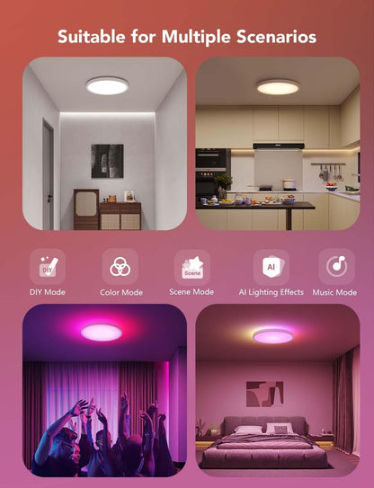 Govee Intelligente Deckenleuchte, RGBIC LED-Deckenleuchte, 2400 lm,16 Millionen DIY-Farben