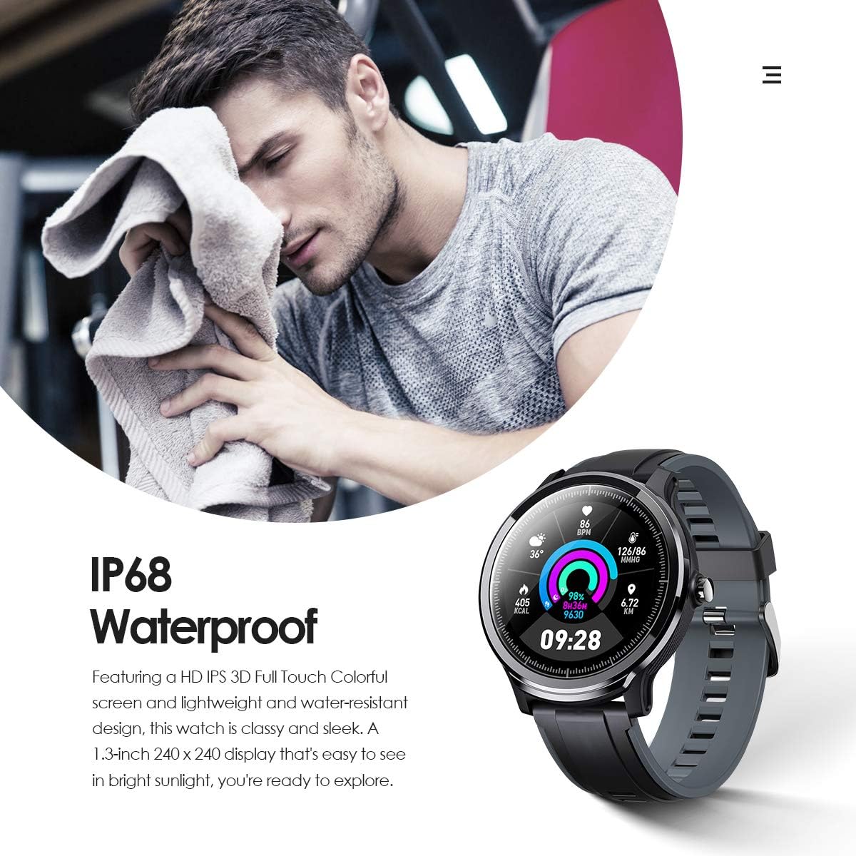 IP68 Wasserdichte Smart Watch HerrenFull Touch Pulsmesser Wetter Sport Fitness Tracker SN80 SmartWatch für Damen