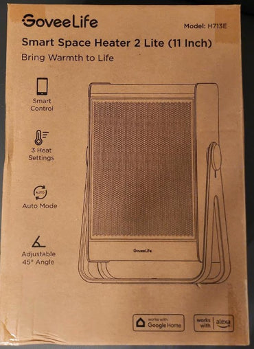 GoveeLife H713E Intelligenter Keramik-Heizlüfter Google Alexa 11 Zoll Schwarz