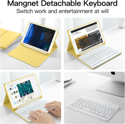GUDOU Bluetooth Smart Stand für iPad (10,2 Zoll), abnehmbarer iPad-Ständer mit Stifthalter, automatischer Umschalt-/Wartemodus, Gelb